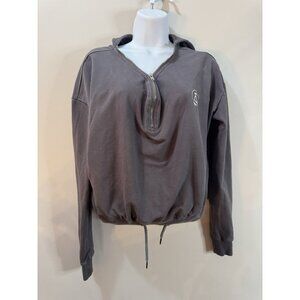 Diafora Gray Hoodie Greek Letter Delta Logo Embroidered Streetwear XS Women’s